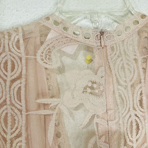 Show Po Love Spell Maxi Dress Blush Lace Overlay Embroidered Short Sleeve Sz 4 - Picture 9 of 16